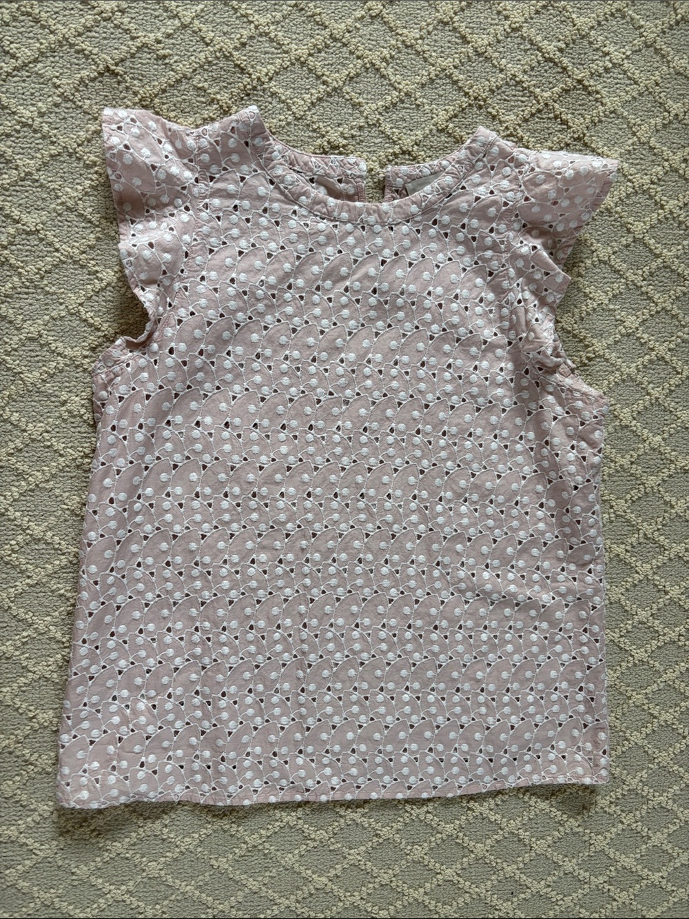 LOFT Light Pink Eyelet Flutter Sleeve Top